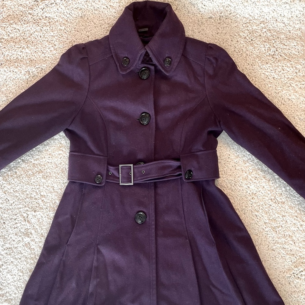 Steve Madden purple wool pea coat size large.